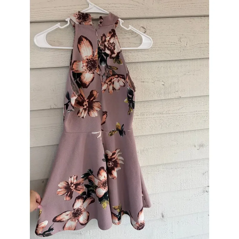 Altar'd State Mauve Floral High Neck Fit & Flare Dress Size M - Picture 4 of 5